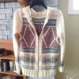 Hollister Knit Zip up Sweater with Hoodie M